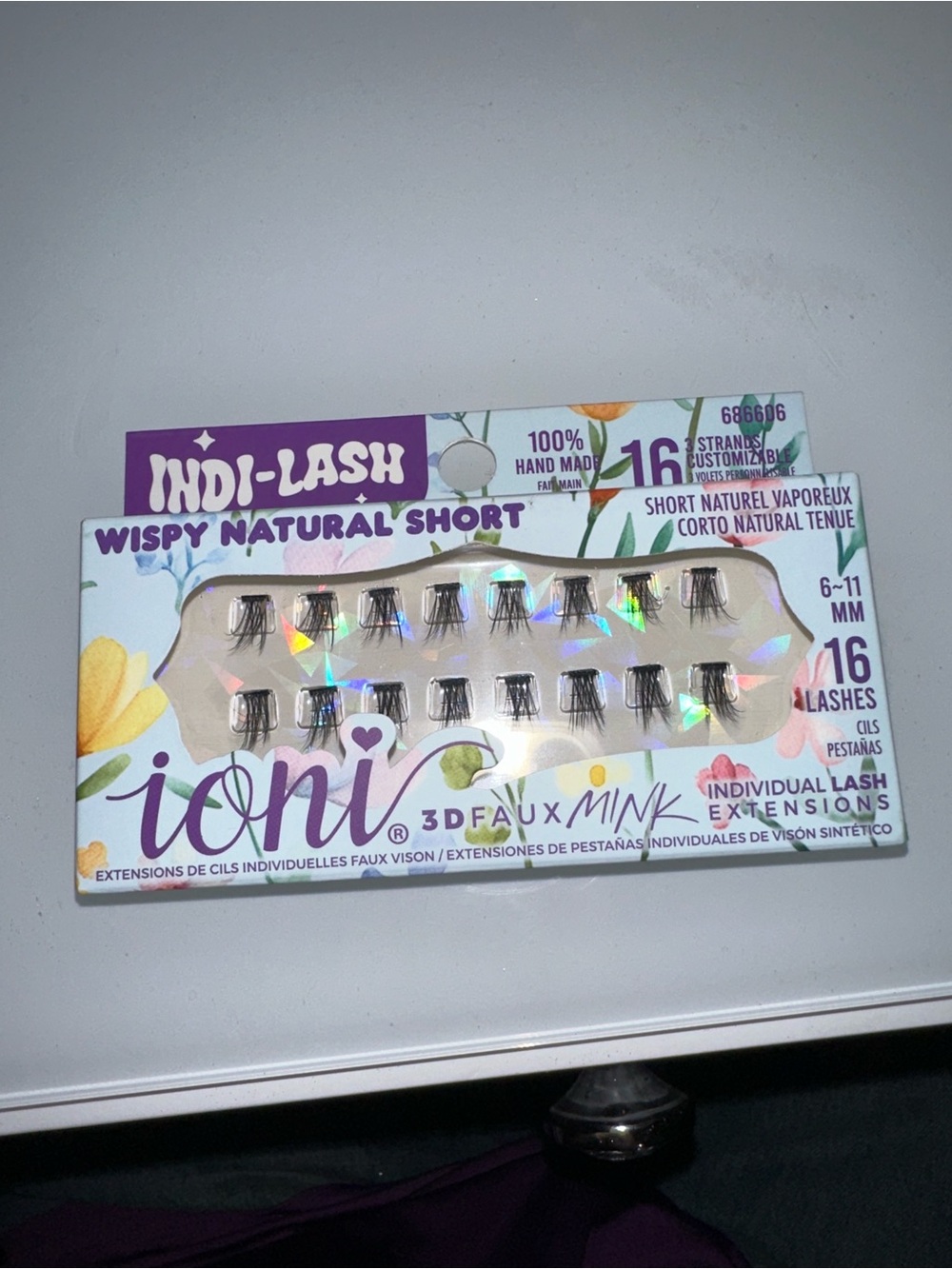 ioni Indi-Lash Wispy Natural Short Individual Lashes - Purple Accent